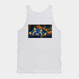 Abstract Blue Gold Geometric Patterns Tank Top